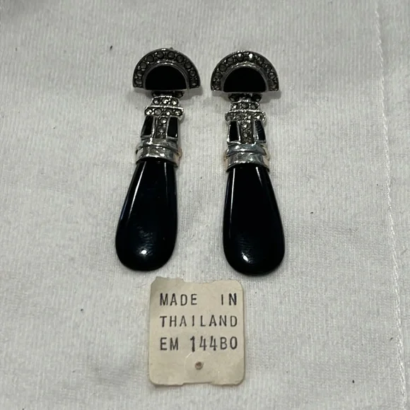 Vintage 925 Marcasite earrings with vintage butterfly broach - Picture 3 of 5